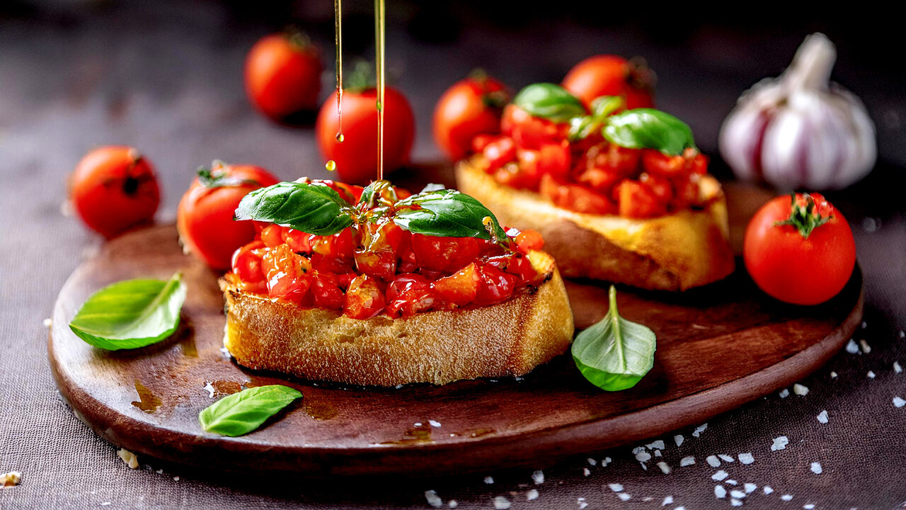 Tom and Ollie plated bruschetta